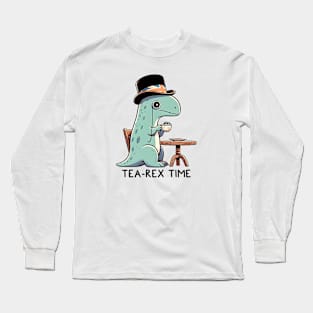 Cute funny tea lover dinosaur pun. Long Sleeve T-Shirt